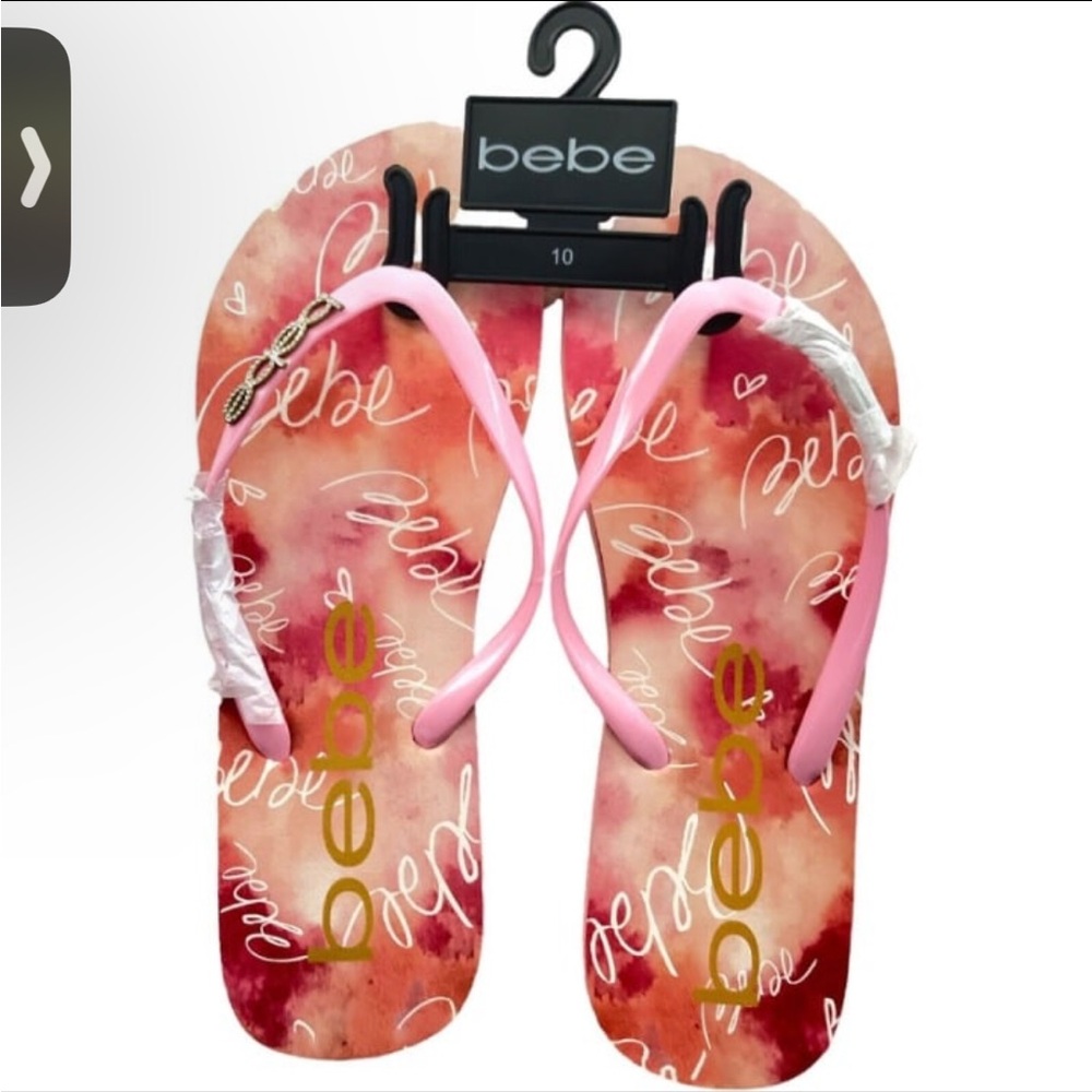 🌹Bebe Pink and Gold Flip Flops